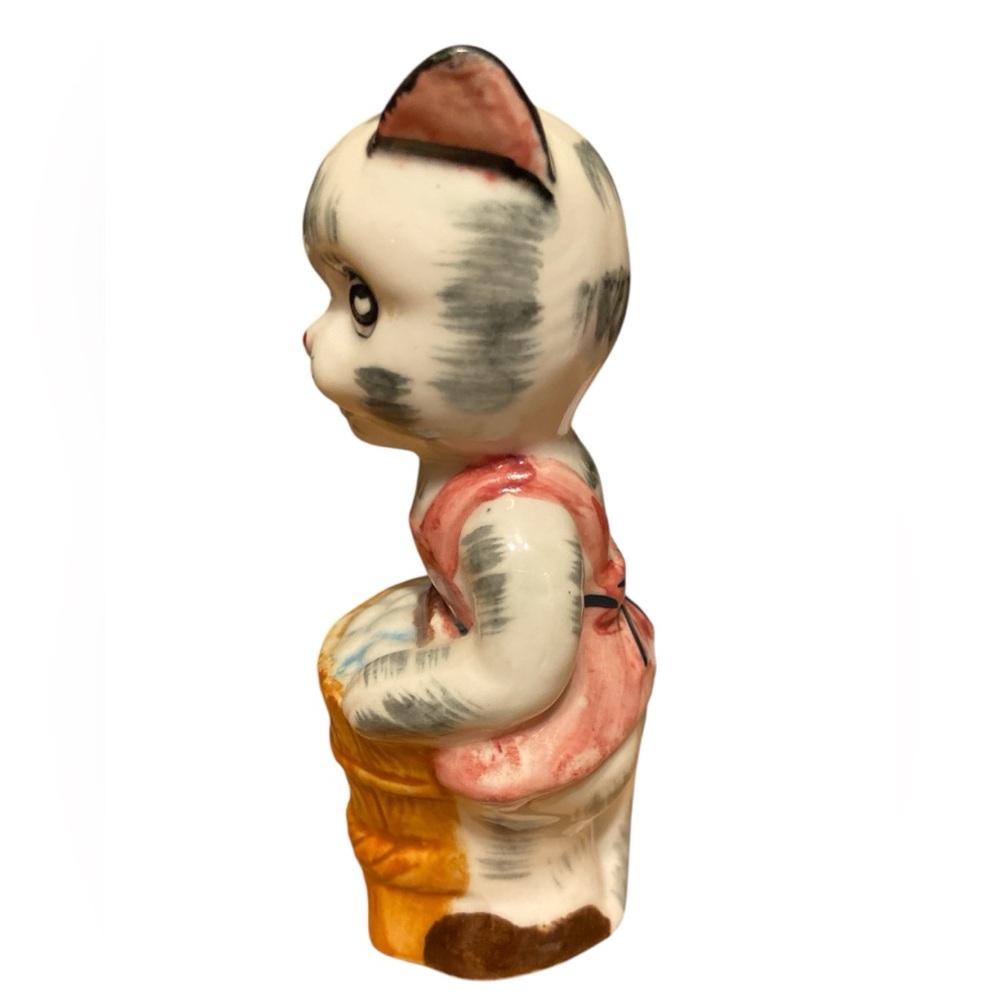 Vintage anthropomorphic cat figurine, likely from the mid-20th century. - Picture 5 of 6